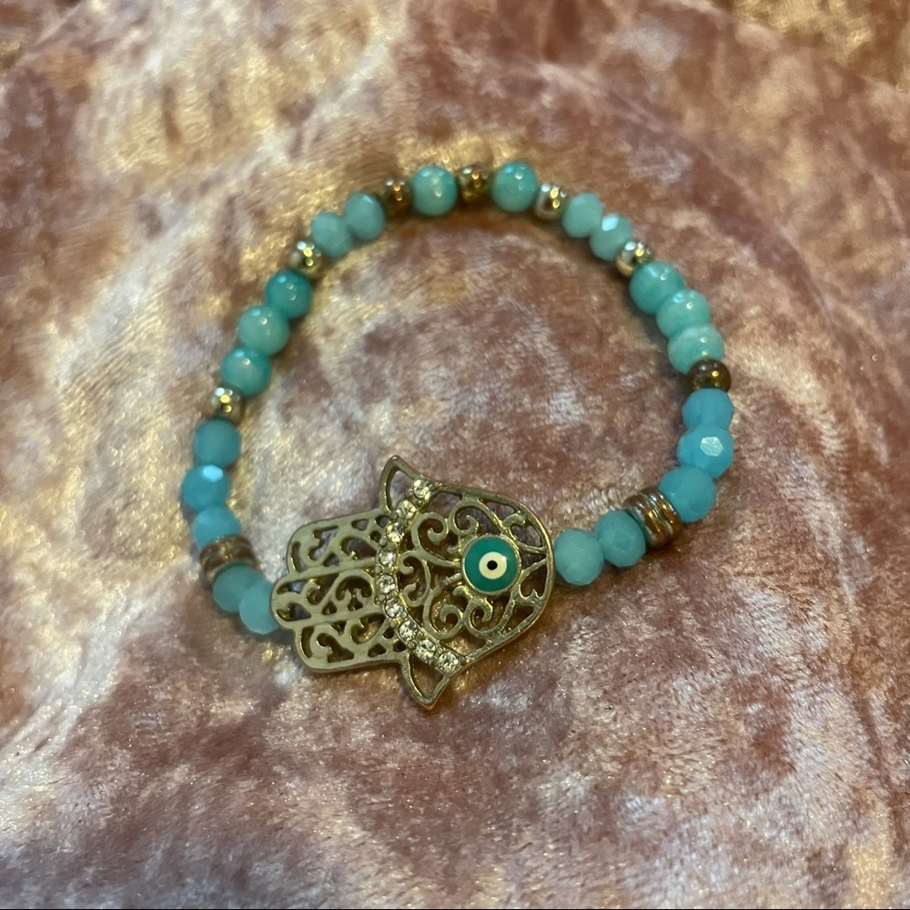 Beaded Hamsa Stretch Bracelet